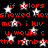 Black background with white stars and red text repeating 'if colors showed how much i luv u would c the rainbow' in a pixelated style.