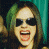 six pixelated showing a person with long brown hair in various poses and expressions, accompanied by blue and red text overlays