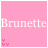 A 48x48 pixel animated contact sheet showing two frames of a pink-themed AIM buddy icon with the text "Brunette" and small heart symbols, where the hearts change from pink to white between frames.