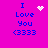 A bright pink background displays four identical blue text blocks reading "I Love You <333" with animated white pixel symbols changing across positions.
