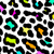 Pixelated static image of scattered black shapes with colored accents on white background, featuring cyan, yellow, orange, and magenta elements.