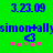 Green background with blue text displaying '3.23.09' and 'simon-tallysimon-tally', two blue heart shapes, and pink plus signs below.