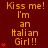 A red background displays repeated text 'Kiss me! I'm an Italian Girl!!' with red heart symbols, arranged in a pattern with varying heart counts per text block