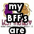 Two side-by-side show animated toast characters with text overlays; left reads "my BFF's are" and right reads "Julianna Kathryn Amy" above "best mous" text