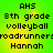 Green and yellow pixelated text displays AHS, 8th grade volleyball, roadrunners, and Hannah in a