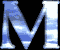 Three of a stylized 'MM' text animation with cloud-patterned lettering on black backgrounds, each frame showing progressive pixelation and size reduction