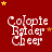 Red background with white text 'Colopie Raider Cheer' and yellow stars in various positions across a