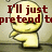 Pixelated yellow cartoon figure with closed eyes and a small smile, positioned against a beige background with red text overlay.
