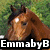 A four- shows a brown horse, a black horse, a running brown horse, and a blank with text reading "EmmybyB Loves Horses!" in white block letters
