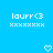 Pixelated white text and symbols on a solid blue background, featuring two identical side-by-side sections with 'lourr<3' above a of X's and heart shapes below
