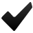 Black checkmark icon with smooth gradient shading on light gray background, rendered in pixelated style with sharp edges and uniform thickness.