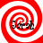 Four identical red and white spiral patterns arranged in a , each containing the text 'Sarab' in black serif font