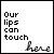 Six display identical text 'Our lips can touch' with handwritten 'here', each showing a different purple highlight on the word 'here'