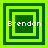 Four green square frames with nested borders display the name 'Brendan' in white pixelated text across different animation states.