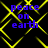 Blue text 'peace on earth' appears four times in a pattern over yellow geometric lines on black background