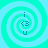 Four identical pixelated spiral icons with cyan and light blue hues, each containing a central 'i' above '<3' and 'u' below.