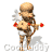 Animated 48x48 pixel icon of a cartoon skeleton holding a guitar, shown in eight sequential frames across a contact sheet layout with gray background transparency.