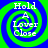 Four identical spiral patterns with green and blue colors, each containing the text "Hold A Lover Close" in white pixelated font.
