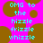 Pixelated text on a bright pink background with brown circular shapes, displaying 'OMG to the hizzle frizzle whizzle' in cyan block letters.