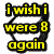 Animated icon with three text sections in yellow, pink, and cyan colors displaying phrases about being 8 years old, each section has a black outline.
