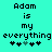 Pixelated text on cyan background with two identical phrases and heart symbols, one phrase's hearts animated to shift position.