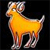 Pixelated yellow animal icon with white-tipped ears and tail, standing against black background in static single-frame image.