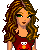 Pixel art contact sheet showing multiple frames of an animated buddy icon featuring a female character in maroon Elmo-themed clothing and separate Elmo mascot figures with visible text "I Love ELMO!!!" at bottom left.