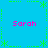 A static pixel art image with a bright blue background, green dotted border elements, and four instances of the name 'Sarah' in pink text arranged symmetrically.