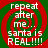 Four identical display red and green spiral backgrounds with white text reading "repeat after me... santa is REAL!!!!" in pixelated font