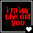 Four black square with red pixelated text 'i miss the old you' and white or gray heart symbols in bottom-right corners