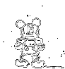 Six grayscale Mickey Mouse icons in a , each with distinct poses and expressions on a light gray background