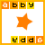 six shows a star-shaped icon with varying orange and yellow hues, surrounded by text blocks containing 'a bby' at top and 'y d d 6' at bottom