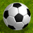 Pixelated soccer ball on green grass background with yellow text overlays on pink background.