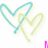 Animated icon with interlocking blue and yellow hearts, pink text reading 'Marisa' in multiple on a white background