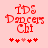 Red pixelated text 'ID5 Dancers Chi' on light pink background with five red hearts below, showing heart color variation