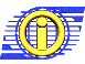 Golden information symbol inside circular frame with blue motion lines on gray background, showing sequential rotation from front to side views.