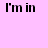 A contact sheet of five animated frames showing a pink background with repeated text "I'm in" and "LOVE" in various styles, sizes, and colors across the grid layout.