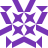 A static pixelated icon with a white background and purple geometric shapes arranged in a symmetrical pattern.