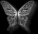 A 4-frame contact sheet of a white butterfly icon with intricate wing patterns on black background, showing subtle animation changes across frames.