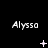 Black background with white text 'Alyssa' repeated across three , each containing three instances of the text with varying pixelated symbols below them