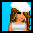 Pixel art contact sheet showing four frames of an animated buddy icon featuring a woman with brown hair, white beret, sunglasses, and black pants against blue background, ending with text "Life It Sucks".