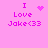 Pixelated pink background with four identical text blocks reading "I Love Jake<33" and one changing symbol per block.