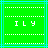 Green background with cyan lines and white dotted horizontal stripes, displaying pixelated text "ILY" in the center