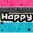 Pixelated birthday-themed icon with pink watermelon, gray concrete, and blue starry backgrounds displaying 'Happy Birthday' text above 'Emily!' in bold white letters.