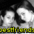 Two people in grayscale close-up with yellow text overlays; one frame shows a gray background replacing the lower-right quadrant.