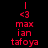 Red text and cyan bars on black background with repeated 'maxian tafoya' and '<3' symbols arranged in a pattern