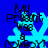 Blue background with four identical pixelated icons showing a light blue snowflake-like shape with dark blue text reading "MY Present" and "998" above "Nashom".