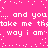 Pixelated text repeats on a bright pink background with scattered white dots.