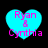 Four cyan heart-shaped icons with pink text "Ryan & Cynthia" on black background, each showing different pixelation and blur levels.