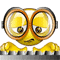 Yellow cartoon character with large goggles and yellow hands gripping a striped surface, showing sequential facial expressions.